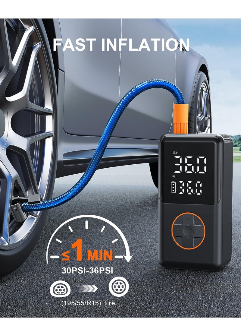 Tire Inflator Portable Air Compressor, 150 PSI Cordless Mini Bike Tire Pump, Air Pump for Car Motorcycle Bicycle Tires, Balls, with Pressure Gauge, LED Light - Image 2