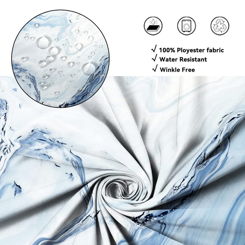 AWERT Blue Marble Shower Curtain - Waterproof for Bathroom Decor, Printed Washable With Hooks, 72x72 Inch - Image 3