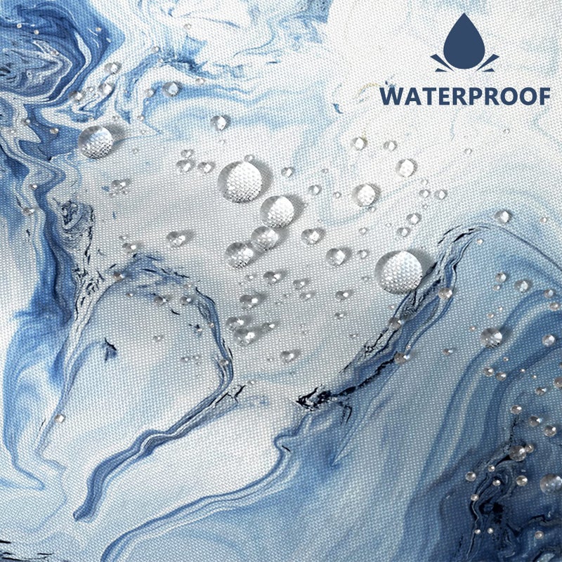 AWERT Blue Marble Shower Curtain - Waterproof for Bathroom Decor, Printed Washable With Hooks, 72x72 Inch - Image 4