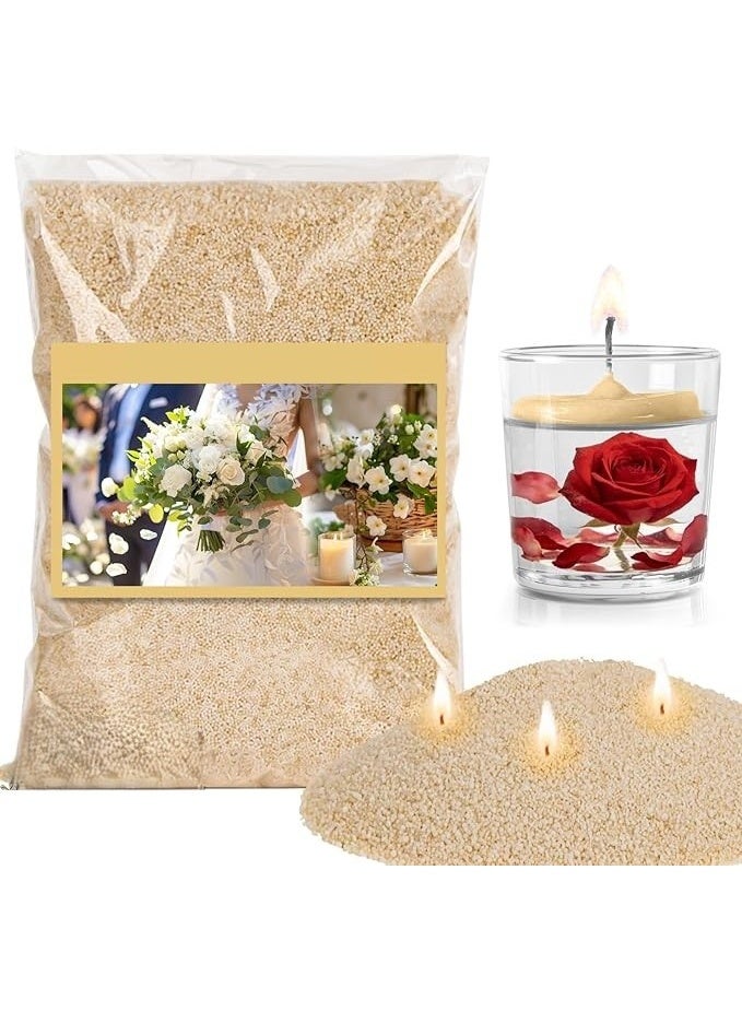 MIRFA Pearled Candle Wax Sand With 20 Eco Wicks - Sand Colour - Image 1