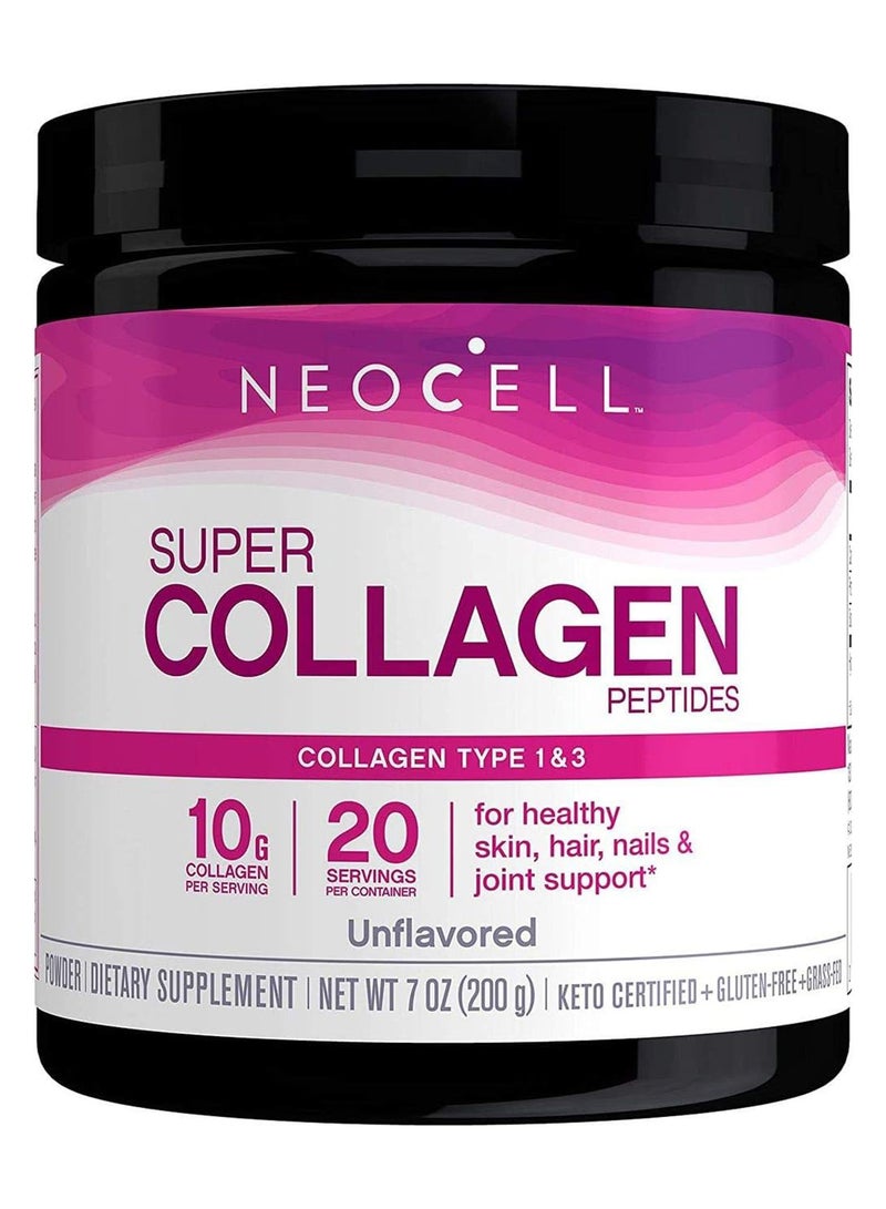 نيوسيل مسحوق سوبر كولاجين (النوع 1و3) يحتوي على 10 جم ببتيدات كولاجين بحجم 7 أوقيات بدون نكهة - Image 1