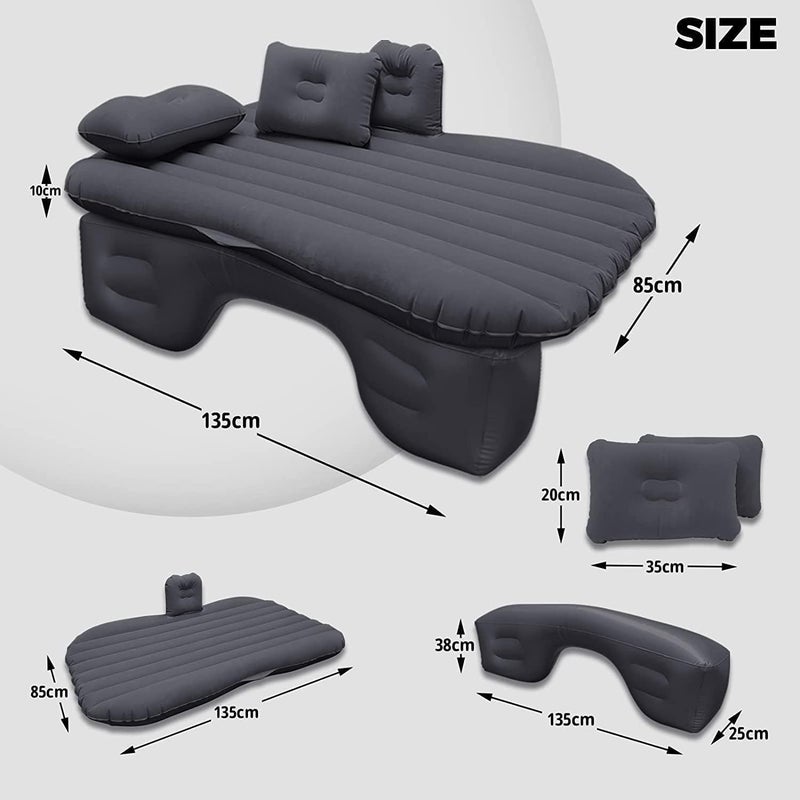 B2SQUARE Premium Car Inflatable Bed with Pump 2 Air PillowQuick Inflatable Back SeatBed Car Inflatable Mattress Bed Mattress Bed For KidsTravelTripCampingPicnicPool BeachUniversal FitBeige - Image 2