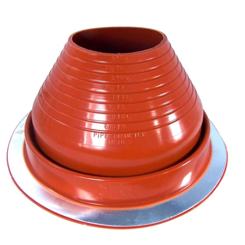 DEKTITE ROUND BASE METAL ROOFING PIPE FLASHING BOOT: #6 RED(DF206RE) High Temp Silicone Flexible Pipe Flashing Dektite(for OD pipe sizes 5" - 9") Metal Roof Jack Pipe Boot-Metal Roof Flashing - Image 5