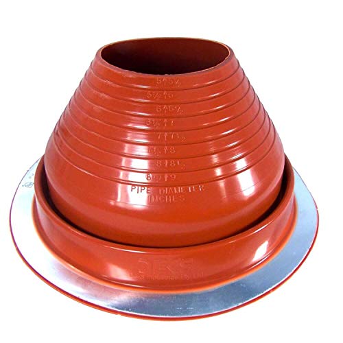 DEKTITE ROUND BASE METAL ROOFING PIPE FLASHING BOOT: #6 RED(DF206RE) High Temp Silicone Flexible Pipe Flashing Dektite(for OD pipe sizes 5" - 9") Metal Roof Jack Pipe Boot-Metal Roof Flashing - Image 1