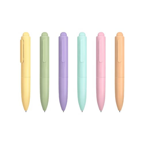 VideMundi Ballpoint Pens, Mini Cute Macaron Retractable Ballpoint Pen Set - 6 Pack | Black Ink Medium Point, Fast Drying, Portable, Comfortable Writing | Office Bible Journaling Pens (Solid Macaron) - Image 1