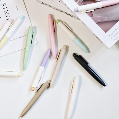 VideMundi Ballpoint Pens, Mini Cute Macaron Retractable Ballpoint Pen Set - 6 Pack | Black Ink Medium Point, Fast Drying, Portable, Comfortable Writing | Office Bible Journaling Pens (Solid Macaron) - Image 5