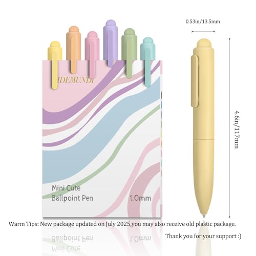 VideMundi Ballpoint Pens, Mini Cute Macaron Retractable Ballpoint Pen Set - 6 Pack | Black Ink Medium Point, Fast Drying, Portable, Comfortable Writing | Office Bible Journaling Pens (Solid Macaron) - Image 3