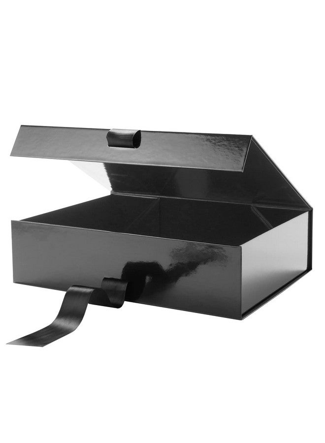Green Bean Large Gift Box With Ribbon 13X9.7X3.4 Inches Black Gift Box With Lid Large Groomsmen Proposal Box Luxury Gift Box For Present (Glossy Black) - Image 2