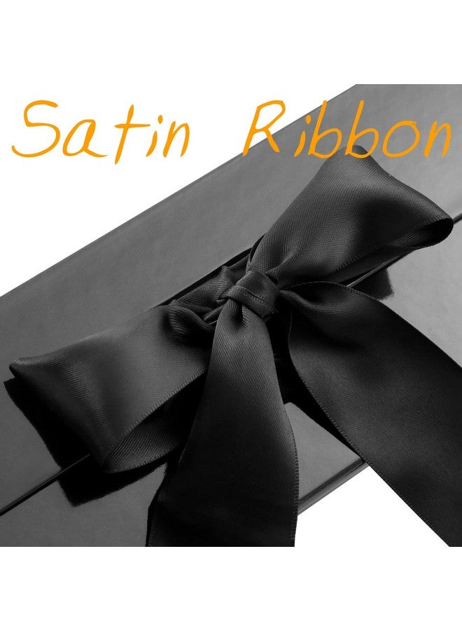 Green Bean Large Gift Box With Ribbon 13X9.7X3.4 Inches Black Gift Box With Lid Large Groomsmen Proposal Box Luxury Gift Box For Present (Glossy Black) - Image 4