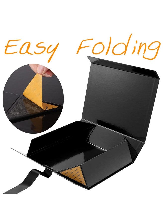 Green Bean Large Gift Box With Ribbon 13X9.7X3.4 Inches Black Gift Box With Lid Large Groomsmen Proposal Box Luxury Gift Box For Present (Glossy Black) - Image 5