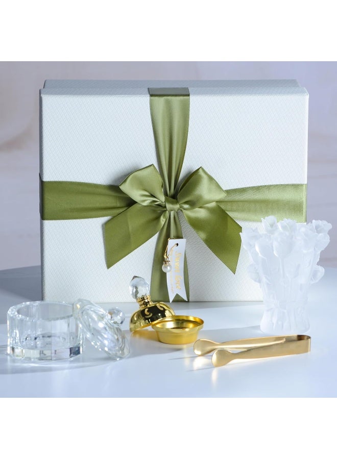 BLISS VIE Ramadan Gift Set Wedding Eid Gift Crystal Glass Arabic Mabkhar Bakhoor Incense Burner Set Home Decor Ramadan Decor - Image 1