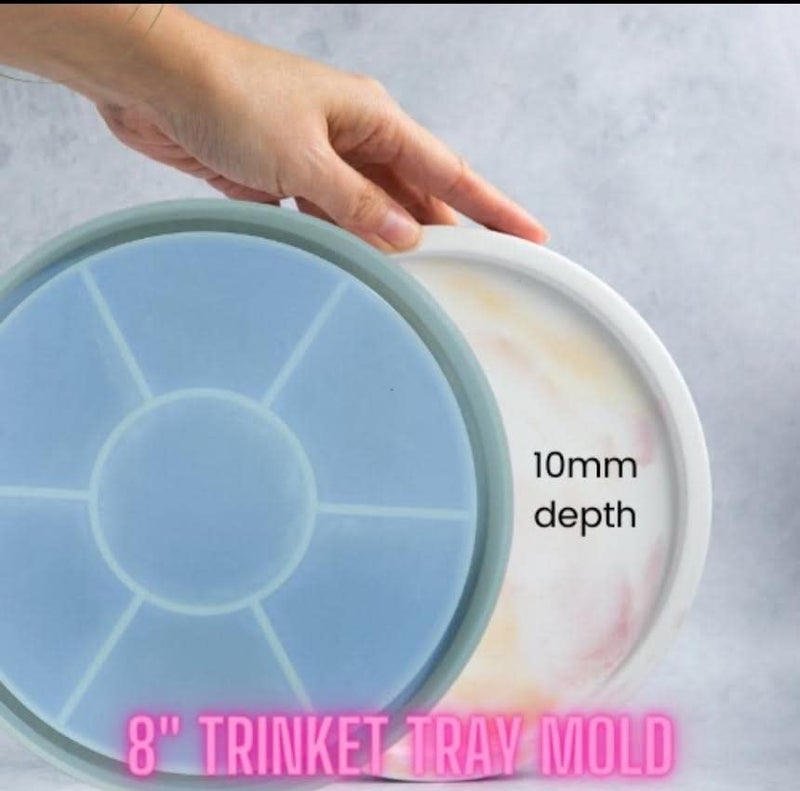Eoast Round Shaped Trinket Tray Coaster Mould Silicone Epoxy and UV Resin Mould 8 Inch 10 mm Depth Set of 1 8 inch - Image 5