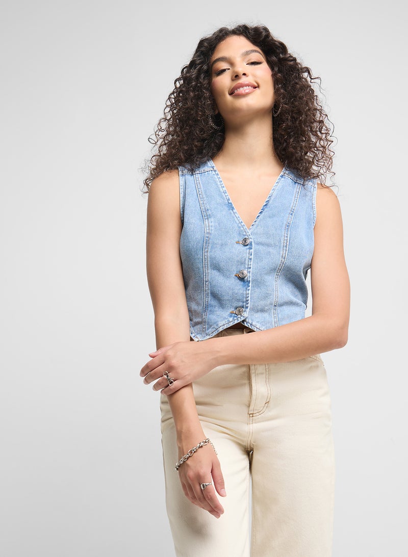 Ginger Denim Button Up Vest  - Image 1