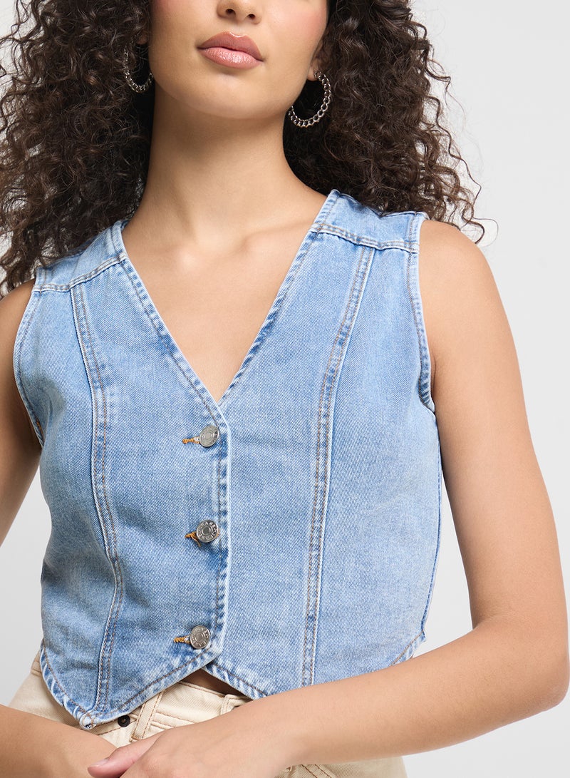 Ginger Denim Button Up Vest  - Image 3