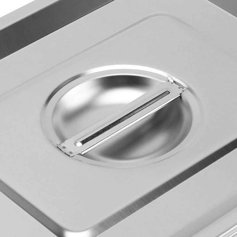 JAPCHET غطاء طاولة بخار من ستانلس ستيل بحجم 12 - 4 قطع مع مقبض لغطاء طاولة الفندق للمطبخ والفندق والمطعم والحفلات فضي - Image 5