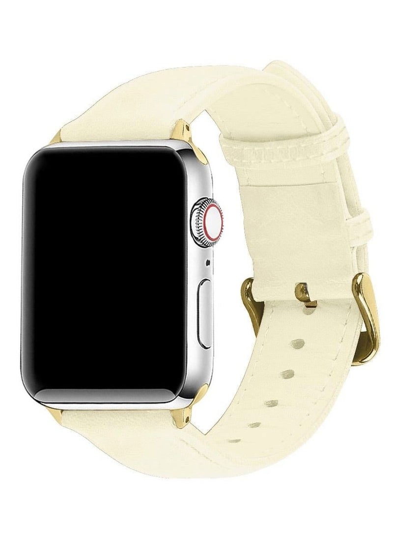 CATANES Apple Watch Band 41mm/40mm/38mm Premium Leather Band Buckle Strap Wristband Cream 