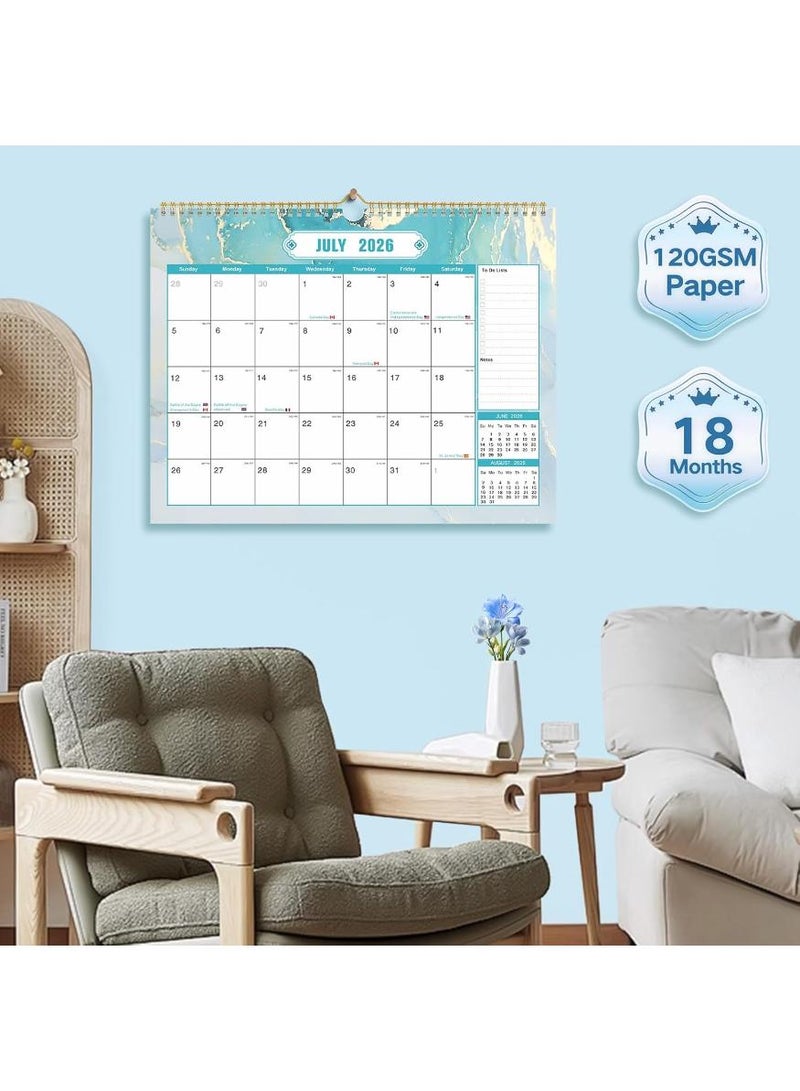 Wall Monthly Calendar 2026-2027,18-Month Wall Calendar From Jan.2026-Jun.2027, 38cm x 30cm, Large Daily Blocks - Image 4