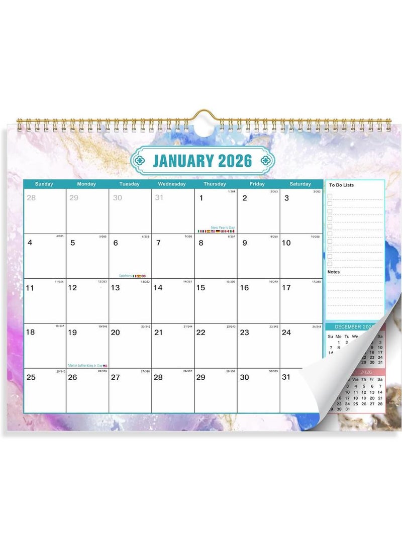 Wall Monthly Calendar 2026-2027,18-Month Wall Calendar From Jan.2026-Jun.2027, 38cm x 30cm, Large Daily Blocks - Image 1