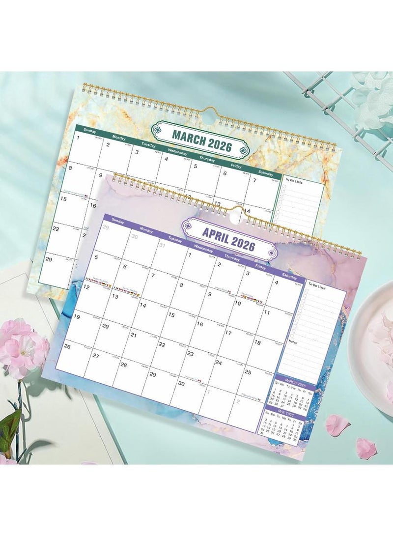 Wall Monthly Calendar 2026-2027,18-Month Wall Calendar From Jan.2026-Jun.2027, 38cm x 30cm, Large Daily Blocks - Image 5