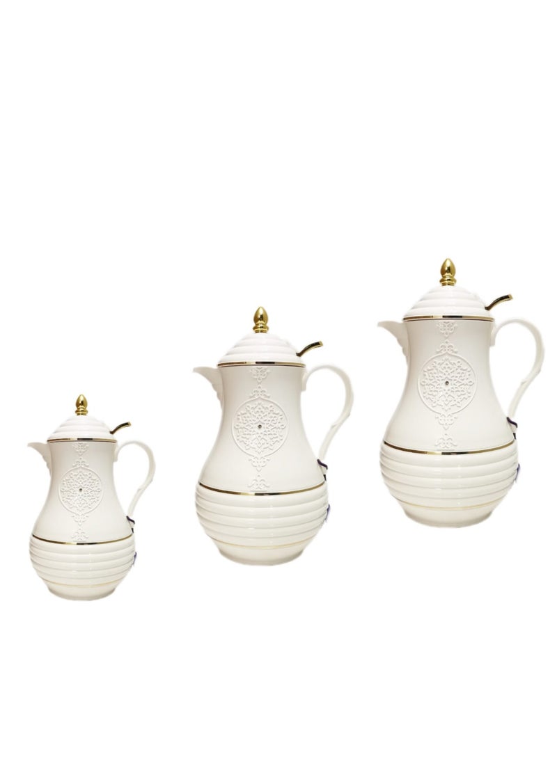 Rose Tea pearl white flask consisting of three pieces (1.5 liters + 1 liter + 0.6 liter) - Image 1