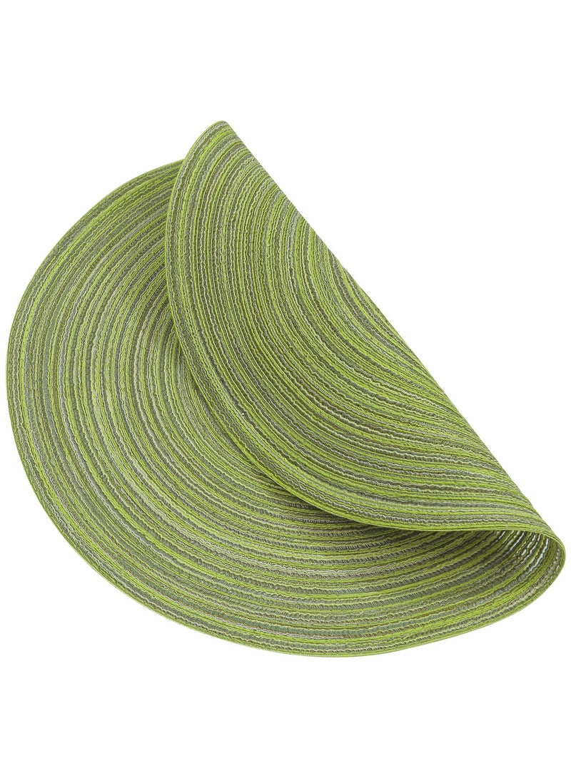 Bukela Braided Round Placemats Set of 6, Woven Washable Non-Slip Table Mats for Kitchen Dining, 14.5 Inch, Heat Resistant - Natural Fabric Indoor Outdoor Place Mats(Green) - Image 2