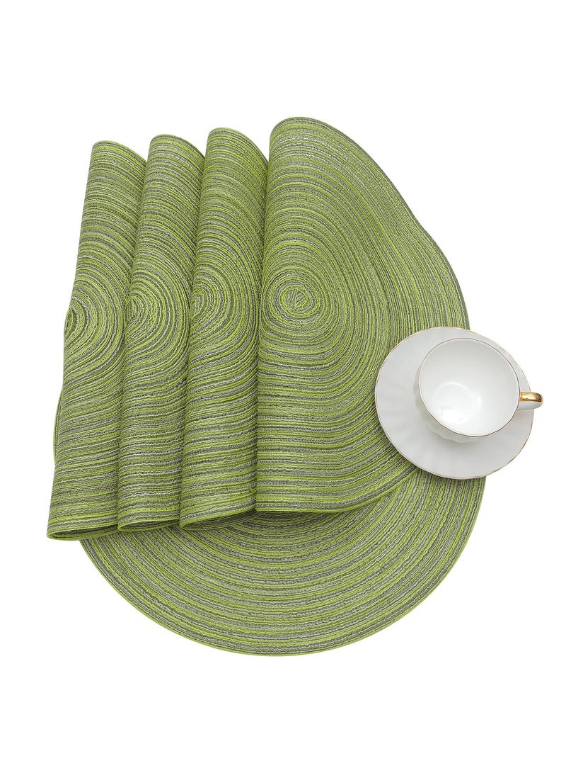 Bukela Braided Round Placemats Set of 6, Woven Washable Non-Slip Table Mats for Kitchen Dining, 14.5 Inch, Heat Resistant - Natural Fabric Indoor Outdoor Place Mats(Green) - Image 3