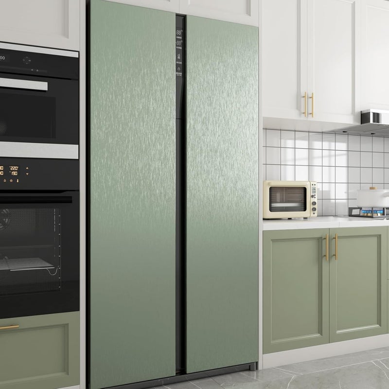 LACHEERY 40 cm x 700 cm Film for Furniture Mint Green Adhesive Film Furniture Metal Look Shiny Green Vinyl Kitchen Foils Green Waterproof Adhesive Film Metallic Decorative Kitchen Wallpaper for - Image 3