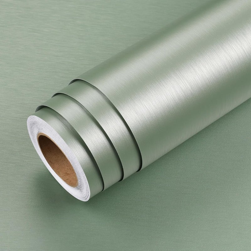 LACHEERY 40 cm x 700 cm Film for Furniture Mint Green Adhesive Film Furniture Metal Look Shiny Green Vinyl Kitchen Foils Green Waterproof Adhesive Film Metallic Decorative Kitchen Wallpaper for - Image 1