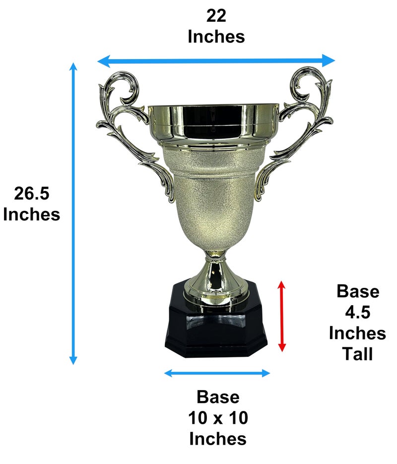 Express Medals Elegant Giant 26.5 Inch Tall by 22 Inch Wide at The Decorative Handles Trophy Cup with Gold-Tone Finish, and Solid Black Base. Trophy Weighs in at 7 Pounds. - Image 3