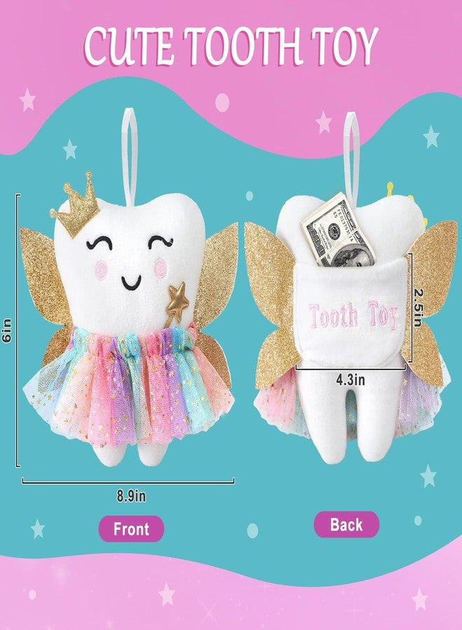 G.C Kids Tooth Pillow Toys Boys Girls Tooth Holder Teeth Fairy Stuffed Animal Plush Toy with Wings Pocket Tooth Notepad Felt Keepsake Wallet Pouch Gifts - Image 2