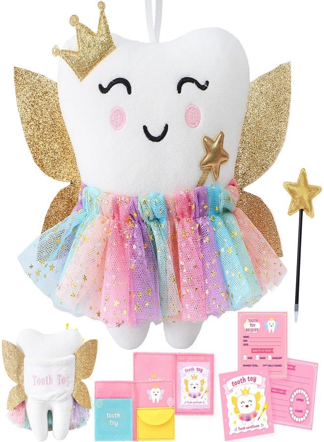 G.C Kids Tooth Pillow Toys Boys Girls Tooth Holder Teeth Fairy Stuffed Animal Plush Toy with Wings Pocket Tooth Notepad Felt Keepsake Wallet Pouch Gifts - Image 1