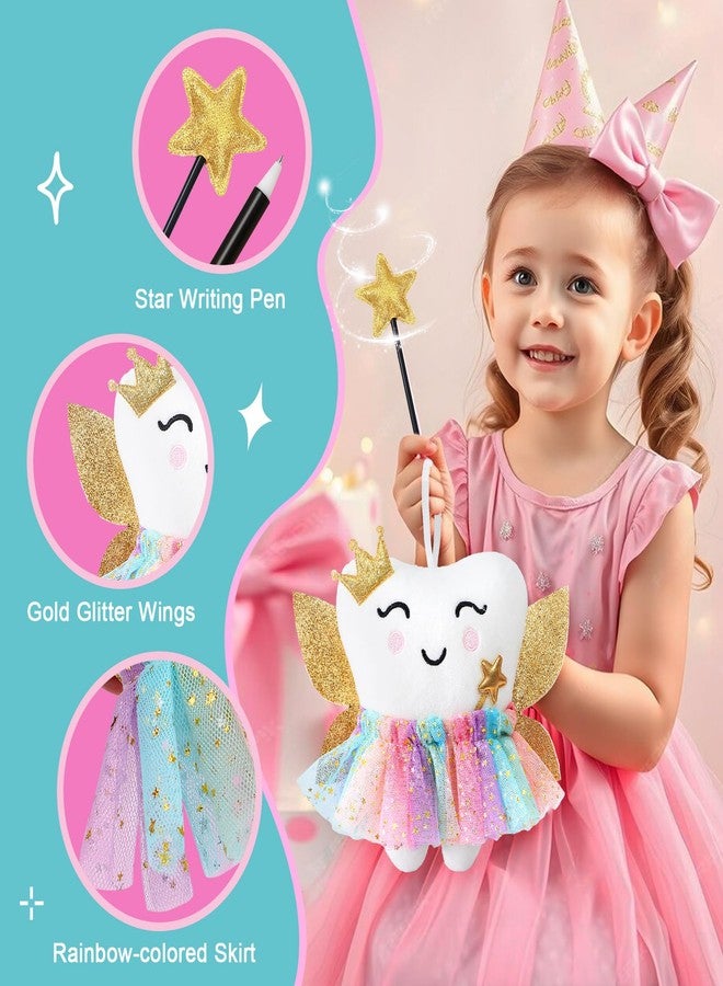 G.C Kids Tooth Pillow Toys Boys Girls Tooth Holder Teeth Fairy Stuffed Animal Plush Toy with Wings Pocket Tooth Notepad Felt Keepsake Wallet Pouch Gifts - Image 3
