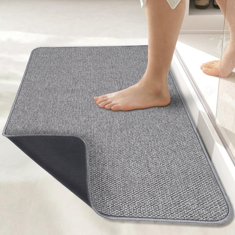 Bath MatUltra Thin Bathroom RugsRubber Bath Mats for BathroomNo Slip Bath RugsQuick DryMachine WashableLow PileAbsorbentShower OutsideSinkHome Decor AccessoriesGrey18x2820x32inch