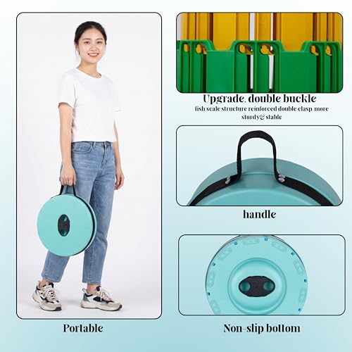 RATAVA Outdoor Portable Folding Stool, Camping, Hiking, Fishing, Picnic Chair Seat Table, Round Foldable Stool for Kids Adults Home, Office, Garden Traveling 1PC (Multicolor) - Image 4