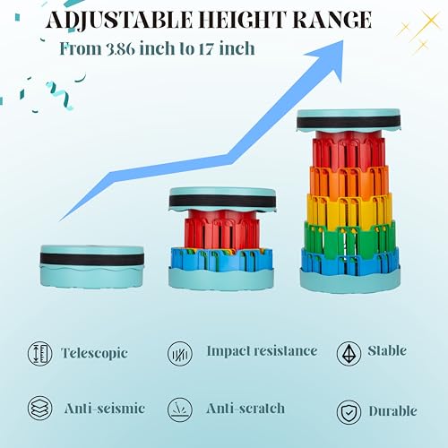 RATAVA Outdoor Portable Folding Stool, Camping, Hiking, Fishing, Picnic Chair Seat Table, Round Foldable Stool for Kids Adults Home, Office, Garden Traveling 1PC (Multicolor) - Image 2