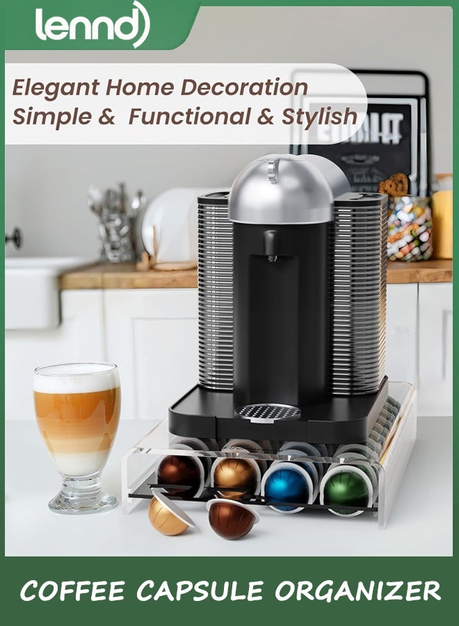لينند درج التخزين لحامل كوب القهوة نيسبريسو لمنظم كبسولة القهوة الأكريليكية - 40 كوب - Image 5