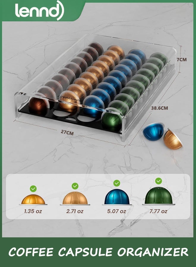 لينند درج التخزين لحامل كوب القهوة نيسبريسو لمنظم كبسولة القهوة الأكريليكية - 40 كوب - Image 3