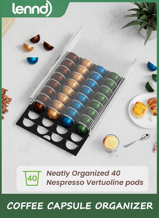 لينند درج التخزين لحامل كوب القهوة نيسبريسو لمنظم كبسولة القهوة الأكريليكية - 40 كوب - Image 4