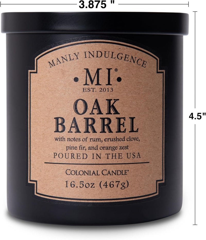Manly Indulgence Oak Barrel Scented Jar Candle for Men 16.5 oz - Crushed Clove, Pine Fir & Orange Zest - Up to 60 Hours Burn, Soy Blend Wax, Poured in The USA - Image 4
