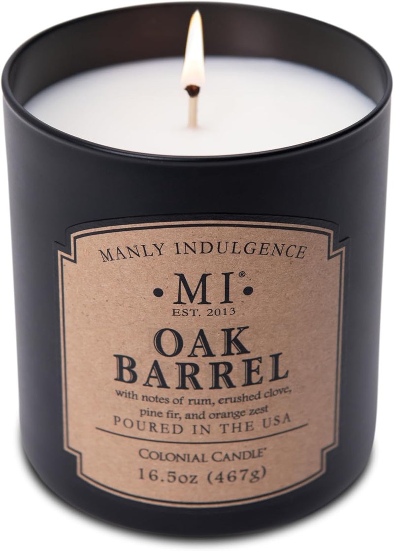 Manly Indulgence Oak Barrel Scented Jar Candle for Men 16.5 oz - Crushed Clove, Pine Fir & Orange Zest - Up to 60 Hours Burn, Soy Blend Wax, Poured in The USA - Image 3