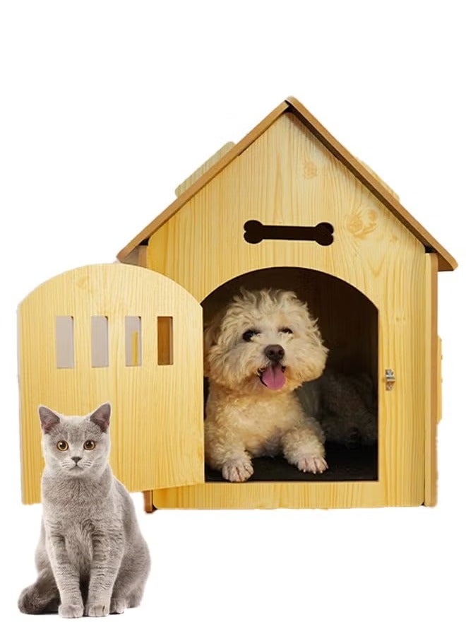 شو وو بيت خارجي خشبي للحيوانات الأليفة، بيت قطط قابل للفصل مع سقف، بيت استراحة للكلاب، للحيوانات الأليفة التي يقل وزنها عن 8 كجم، بيت خارجي مقاوم للمطر للقطط للتراس والفناء والحديقة - Image 1