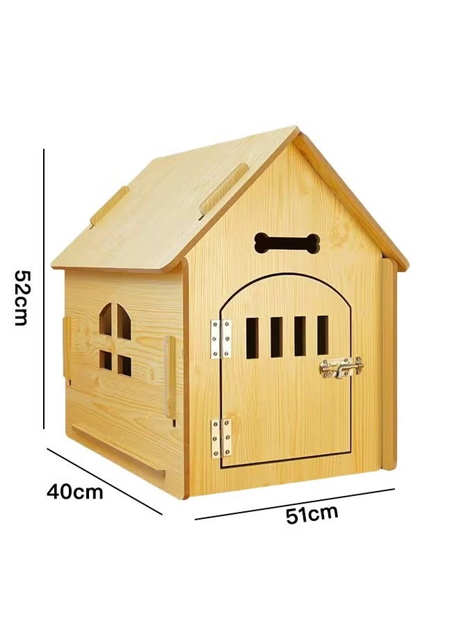 شو وو بيت خارجي خشبي للحيوانات الأليفة، بيت قطط قابل للفصل مع سقف، بيت استراحة للكلاب، للحيوانات الأليفة التي يقل وزنها عن 8 كجم، بيت خارجي مقاوم للمطر للقطط للتراس والفناء والحديقة - Image 2