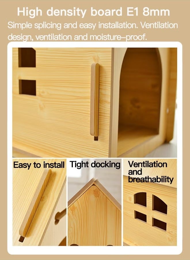 شو وو بيت خارجي خشبي للحيوانات الأليفة، بيت قطط قابل للفصل مع سقف، بيت استراحة للكلاب، للحيوانات الأليفة التي يقل وزنها عن 8 كجم، بيت خارجي مقاوم للمطر للقطط للتراس والفناء والحديقة - Image 3