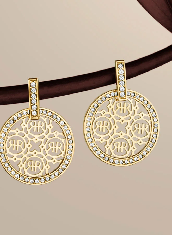 شيروتي 1881 Arabesque Gold Plated Stainless Steel Drop Earrings for Women