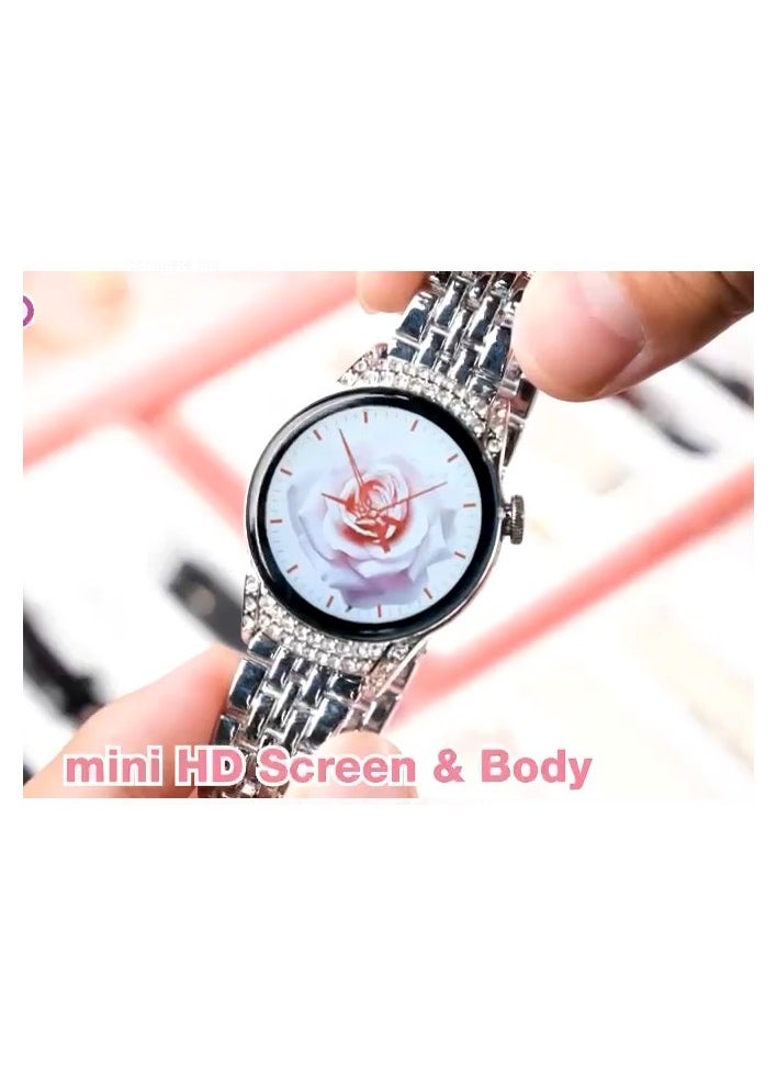 modio - Modio Rose 1 Ladies Smart Watch With 3 Pair Straps Bracelete and Wireless Charger Silver - Image 1