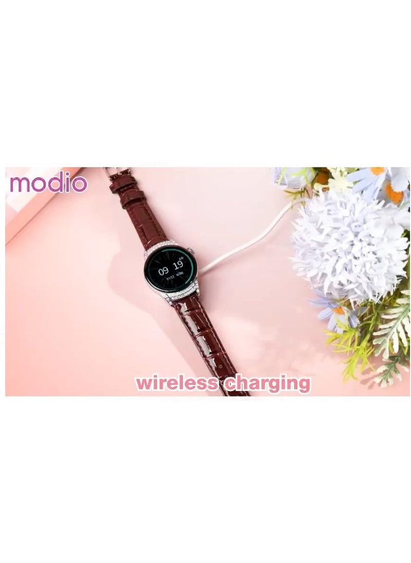 modio - Modio Rose 1 Ladies Smart Watch With 3 Pair Straps Bracelete and Wireless Charger Silver - Image 1
