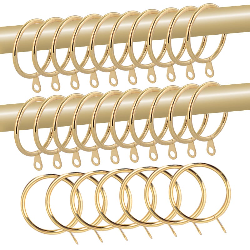 28 pcs 15Inch Inner Diameter Metal Drapery Rings Curtain Rings with Eyelets Fits Up to 1 14Inch Rod Gold
