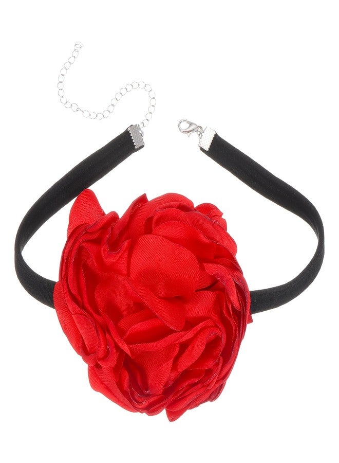 PATIKIL Flower Chokers Necklace Big Rose Chokers Necklaces with Adjustable Wrap for Women, Red - Image 1