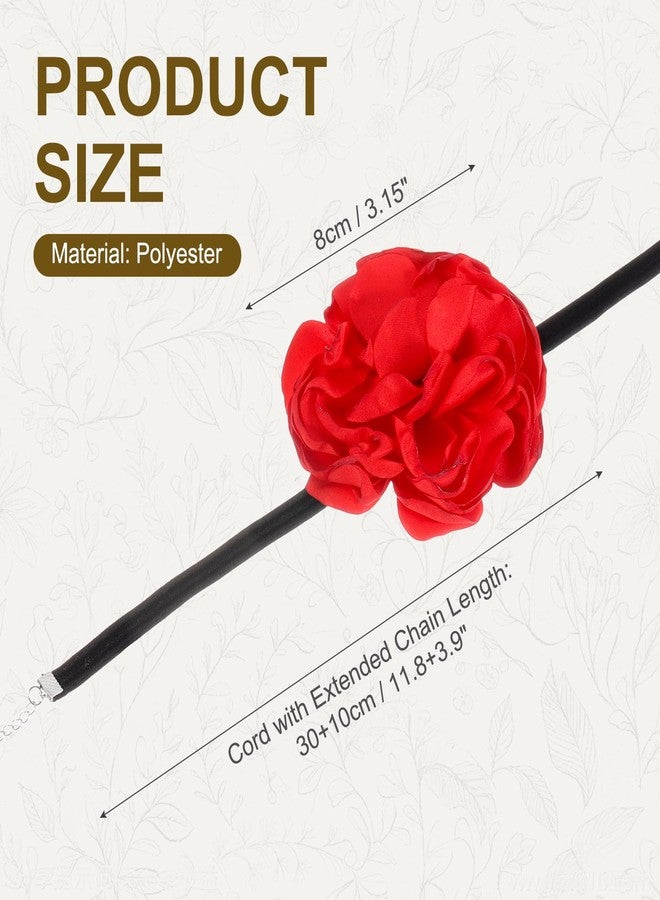 PATIKIL Flower Chokers Necklace Big Rose Chokers Necklaces with Adjustable Wrap for Women, Red - Image 2