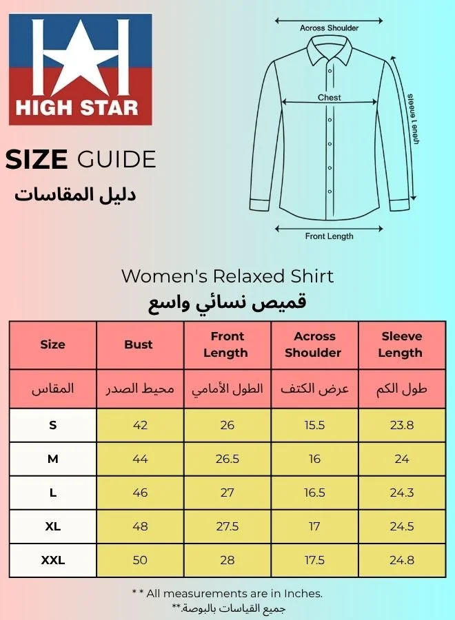 HIGH STAR Black Women's Black Rayon Solid Pattern Button Down Relaxed Shirt for Women | Best Price UAE